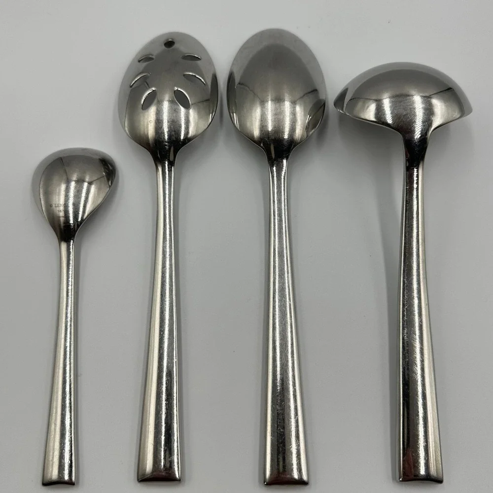 Lenox Archdale 18/10 Stainless 4 PC Serving Set Spoon Ladle‎ Slotted Very Good
